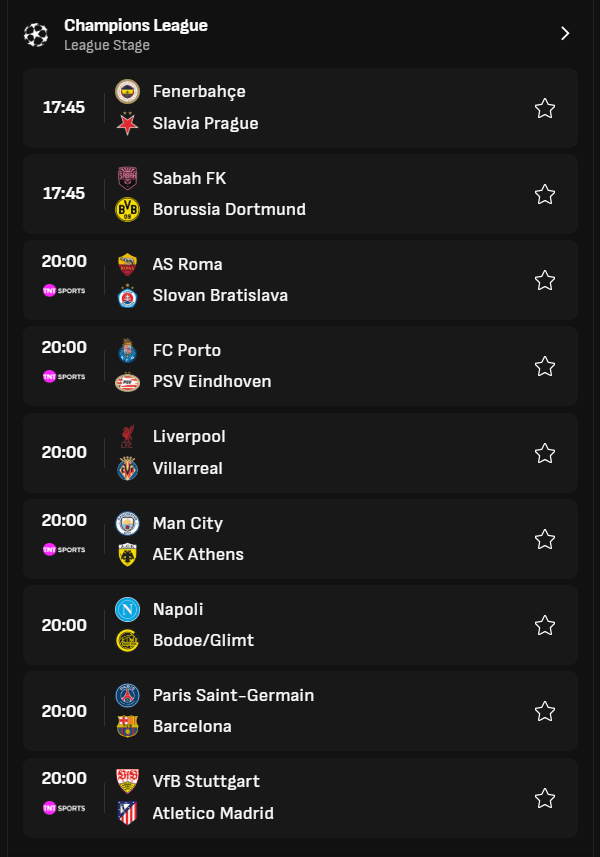Champions league days.